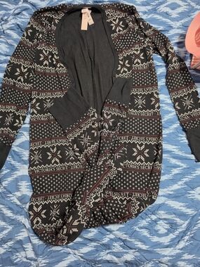 Victoria's Secret Black Patterned Onesie Xmas Pajama.